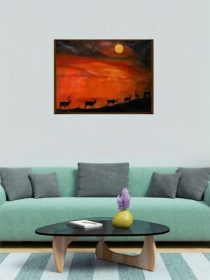 Nature?s Ballet Evening?s Silent Song – Barasingha Canvas Art