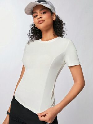 Summer Casual Solid Color Short Sleeve Sports T-Shirt