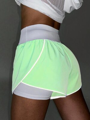 Color-Blocked Casual Sports Shorts, Ideal For Yoga And Exercise In Summer Jogger Shorts