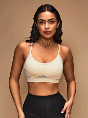 Ladies’ Mesh Patchwork Simple Summer Sports Bra