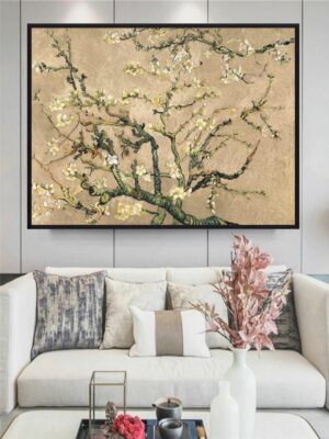 “Beige & Brown Floral Painting Framed Wall Art”