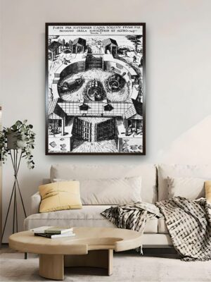 “Black & White Design Hinged Canal Lockgates By Leonardo Da Vinci Wall Art”