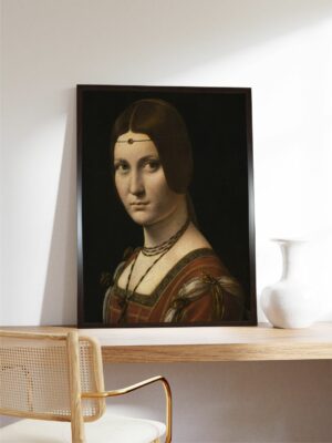 “Black & Brown La Belle Ferronniere Canvas Painting Wall Art”