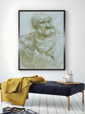“Grey Half-Length Figure Of An Apostle By Leonardo Da Vinci Painting Wall Art”