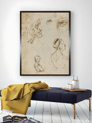 “Beige Leonardo Da Vinci Canvas Painting Wall Art”