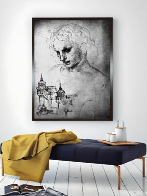 “Grey Head Of St James & Architectural Drawing Canvas Wall Painting”