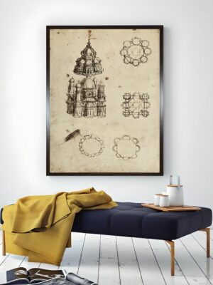 “Beige Centrally Planned Buildings Canvas Painting Wall Art”