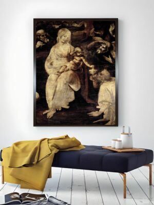 “White & Brown Mother & Child Canvas Wall Painting”