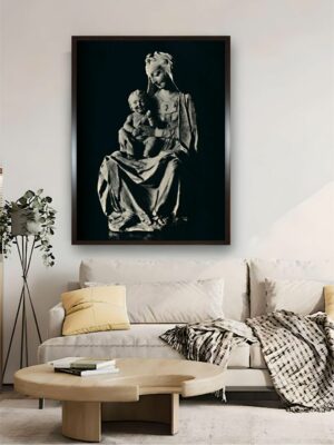 “Black & Grey Madonna With Laughing Child Canvas Painting Wall Art”