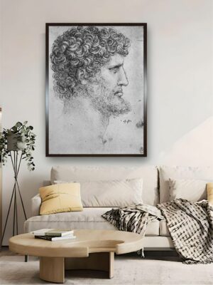 “Grey & Black Bearded Man Canvas Painting Rectangular Wall Art”