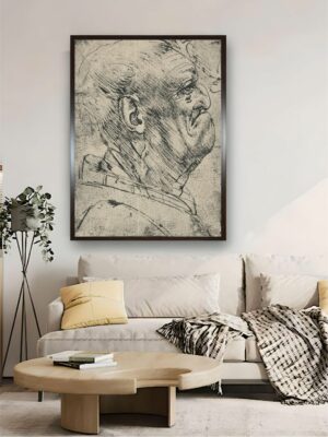 “Grey Grotesque Profile of a Man to the Right’ Painting Wall Art”