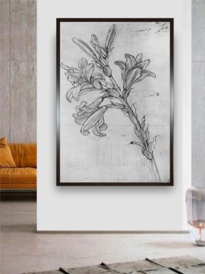 “Grey & Black A Lily Painting Wooden Framed Wall Art”