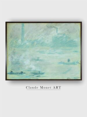 “Sea Green  White Boats on the Thame Framed Canvas Painting Wall Art”